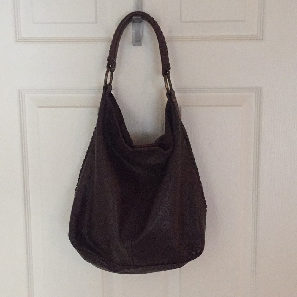 Lucky brand leather hobo bag/ dark brown